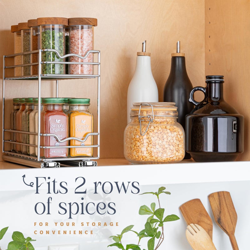 HOLDN’ STORAGE Pull Out Cabinet Organizer for Spices  Cans - Heavy Duty with Lifetime Limited Warranty- Pull Out Spice Rack- Cabinet Pull Out Shelf for Cans Dishes  Etc  4-1/2""W x 10-3/8""D x 8-7/8H  Chrome - Image 2